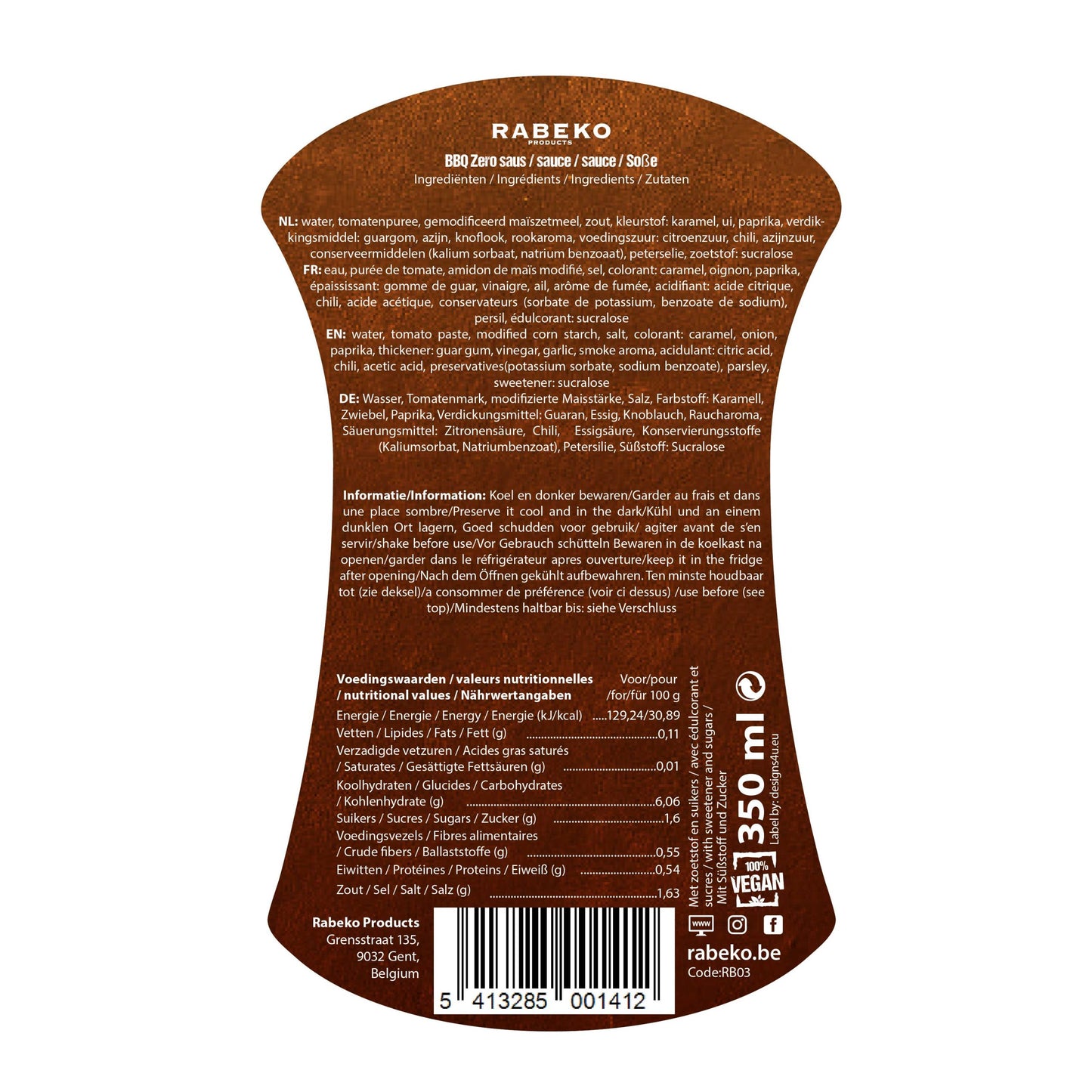 Rabeko Sauce Zero 350ml BBQ