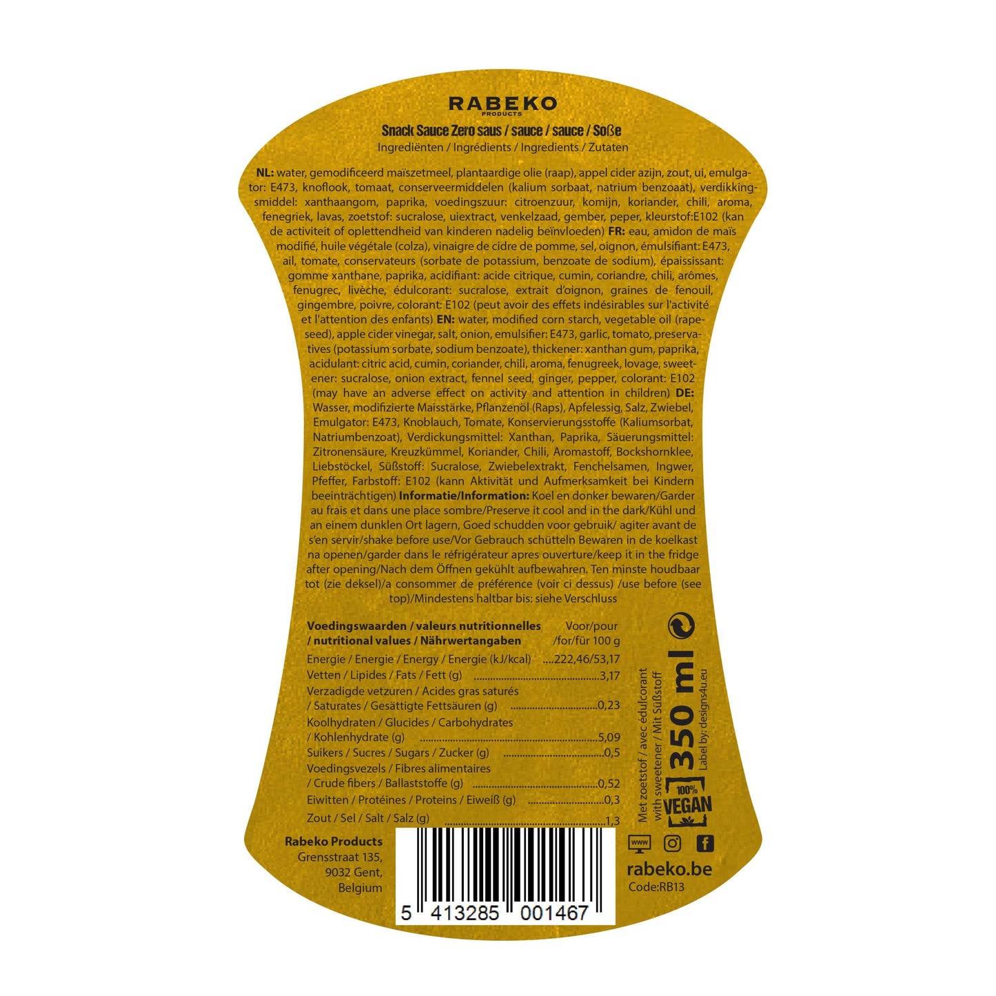 Rabeko Sauce Zero 350ml Snack